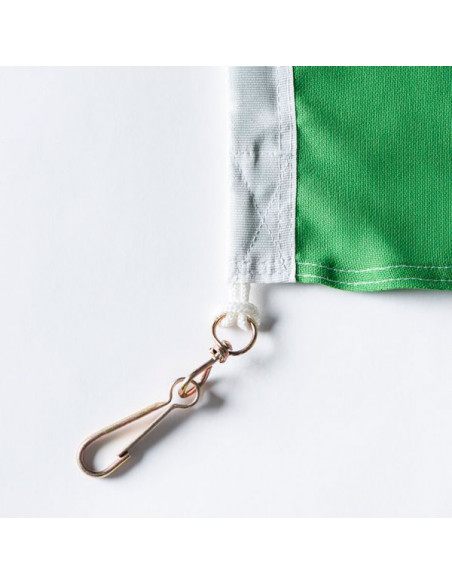 Tissu vert du drapeau Italie avec double coin cousu, mousquetons inclus